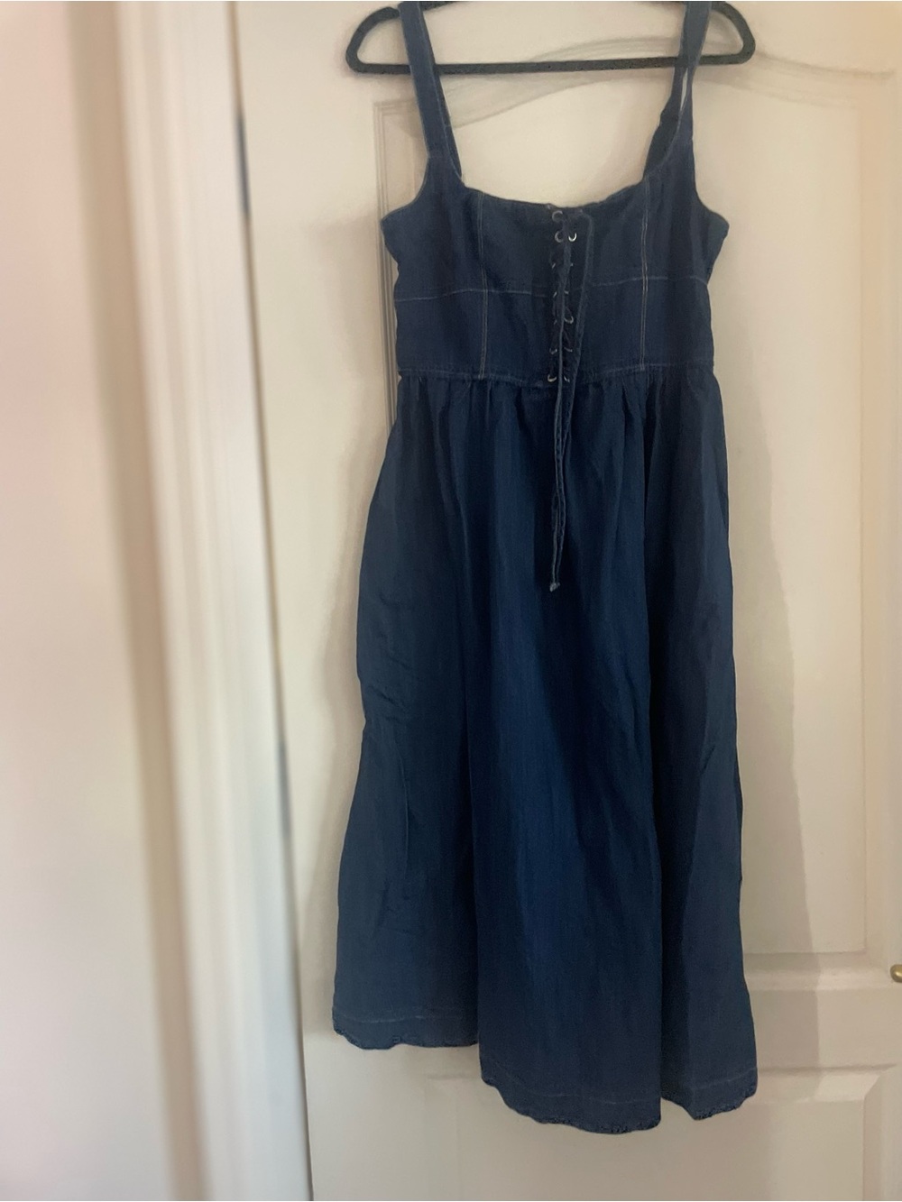 Vici Navy Blue Lace-Up Sundress